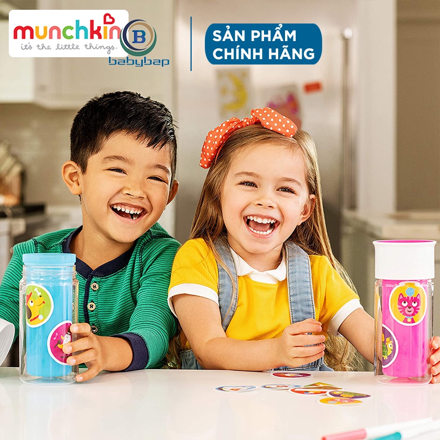 Cốc 360 Độ Chống Đổ Giữ Nhiệt Kèm Sticker Munchkin (266ml) Phù Hợp Cho Bé Từ 18 Tháng Tuổi Trở Lên.