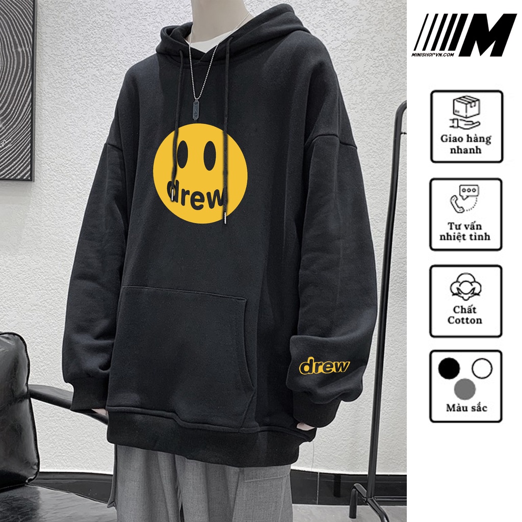 Áo Nỉ Hoodie Drew Mặt Cười Nam Nữ Unisex Chất Vải Nỉ Bông Dầy Ấm Mềm Mịn Hottrend Phong Cách Ulzzang