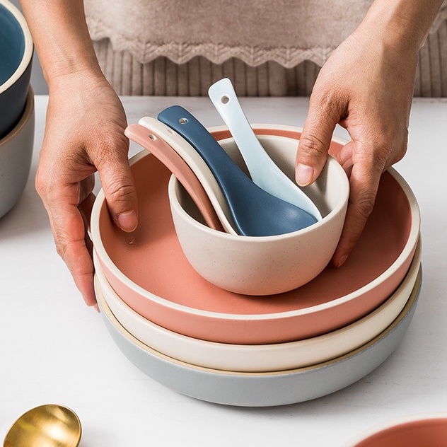 Bộ chén dĩa bát đĩa màu basic