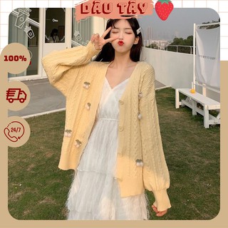 HN0180_Áo khoác len cardigan cherry ulzzang