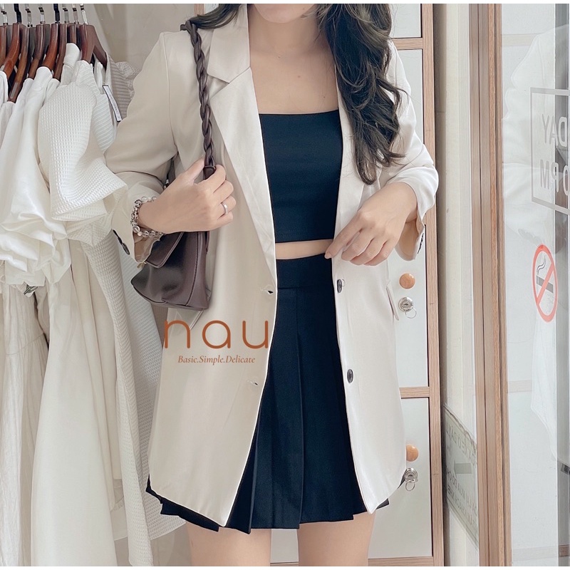 Áo blazer tay dài 2 lớp màu Xanh-Kem - Nâu - Đen | BigBuy360 - bigbuy360.vn