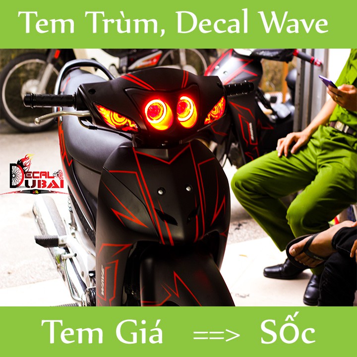 < HÀNG HOT> Tem trùm wave a đen chỉ đỏ