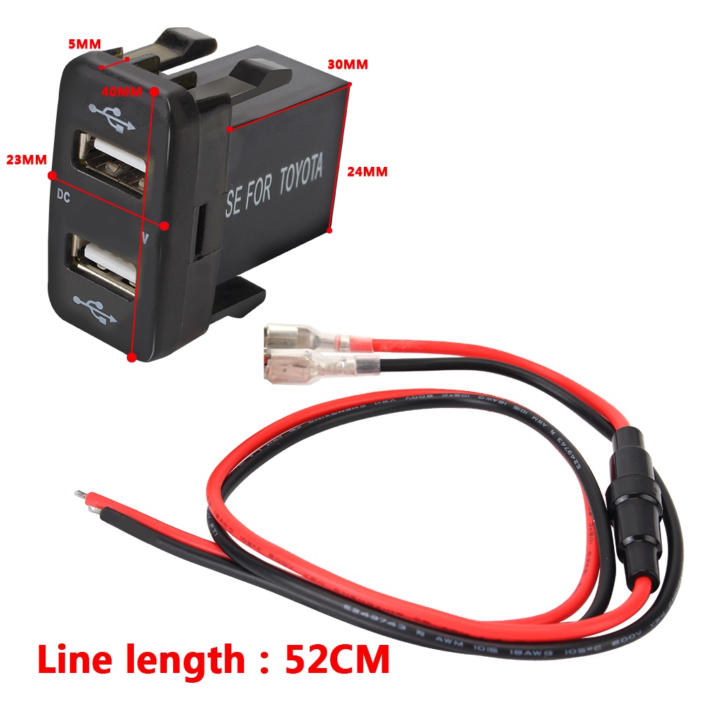 Tẩu Sạc 4.2A Hai Cổng USB QC 12-24V Tích Hợp Đèn LED Gắn Xe Hơi Toyota