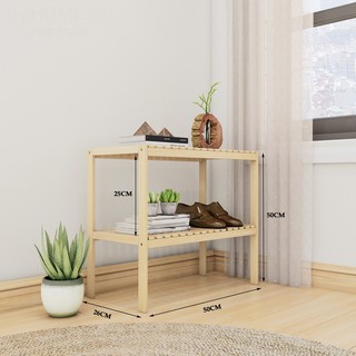 Kệ Để Giày 💗FREESHIP💗 Tủ Đầu Giường Gỗ Thông Tự Nhiên - Giá Giày Dép 2 Tầng Dài 50cm Phong Cách Hàn Quốc