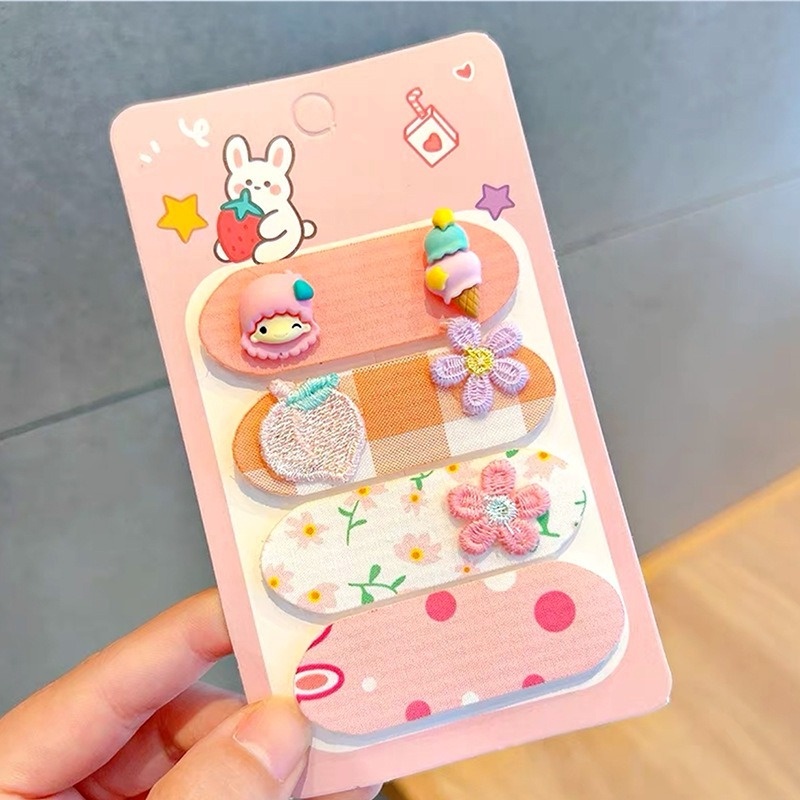 Bộ 4 miếng dán tóc mái và giữ tóc sau gáy họa tiết hoạt hình cho bé