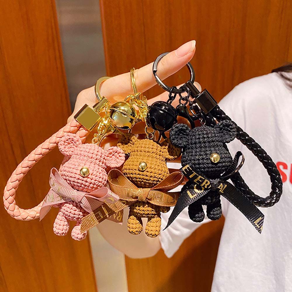 Móc Chìa Khóa Hoạ Tiết Gấu Len Đan Hoạt Hình Dễ Thương , Móc Khóa Đẹp Cao Cấp Phụ Kiện Túi Xách