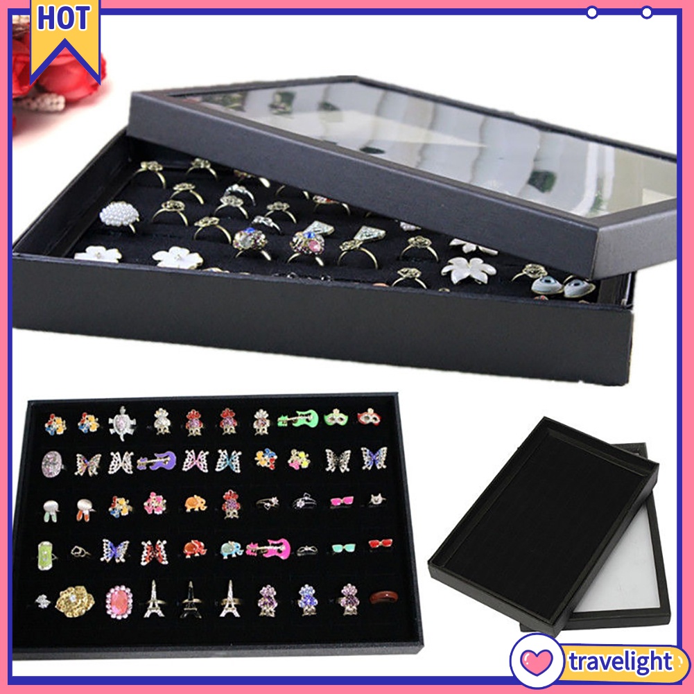 Hộp đựng trang sức trưng bày nhẫn 100 ngăn tiện lợi