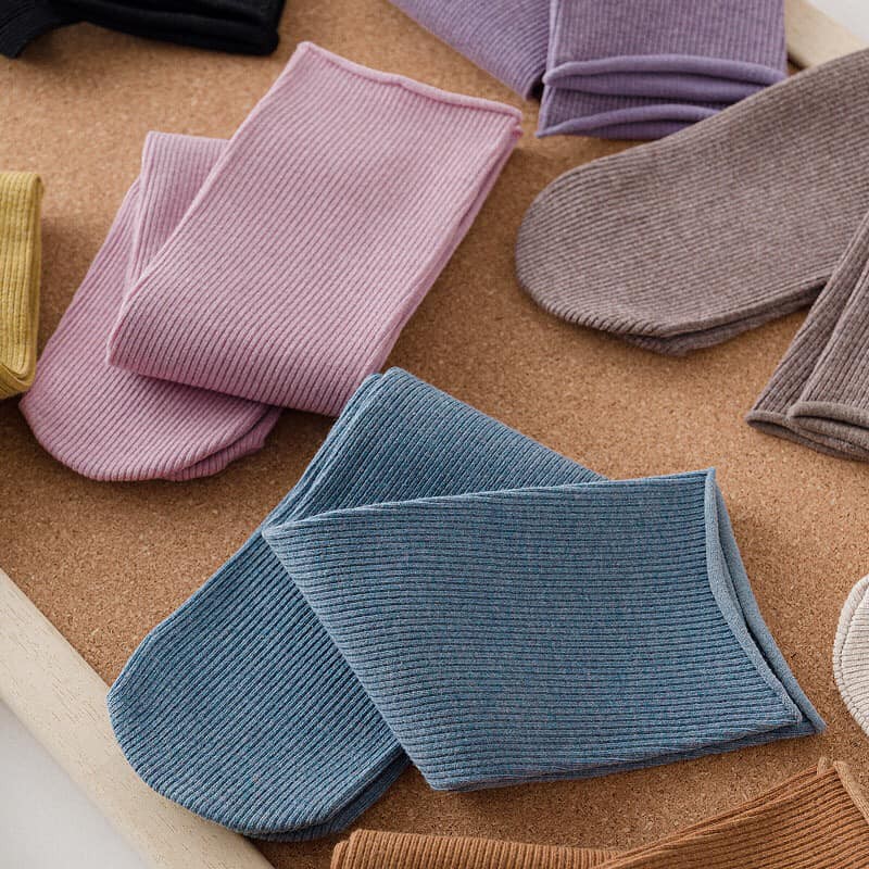Tất nữ cao cổ dệt gân tăm cá tính chất liệu cotton cao cấp