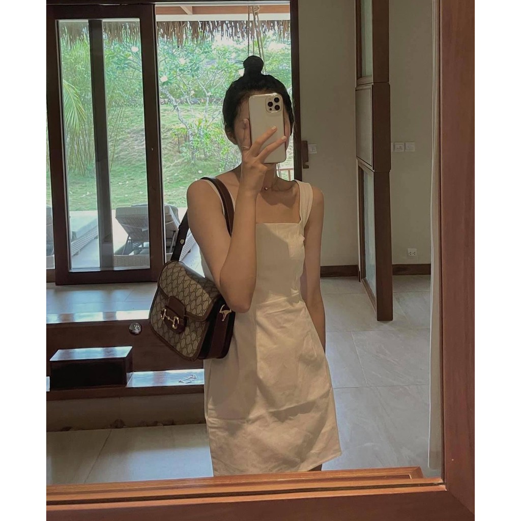 ĐẦM 2 DÂY BẢN TO, CHẤT LINEN 2 LỚP, LƯNG CHUN SAU, KÈM ẢNH THẬT 100%
