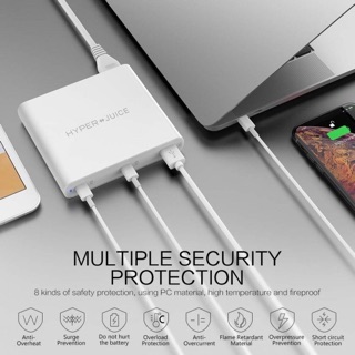 Củ Sạc Mabook Pro, iPad Pro, iPhone 12, Note 10+HYPERJUICE HJ-PD87 100W (02 PD 3.0/QC 4.0 & 01 USB-A QC 3.0)