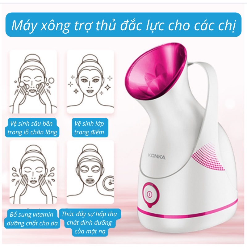 Máy Xông Mặt Cao Cấp, Máy Xông Hơi Da Mặt - Máy Xông Mặt Phun Nano KONKA Chính Hãng, Máy Xông Nóng ion Âm