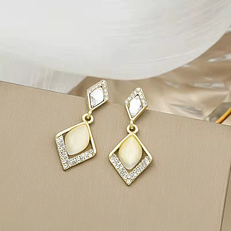 Bông Tai Mạ Bạc 925 Đính Kim Cương Nhân Tạo Đơn Giản Thanh Lịch