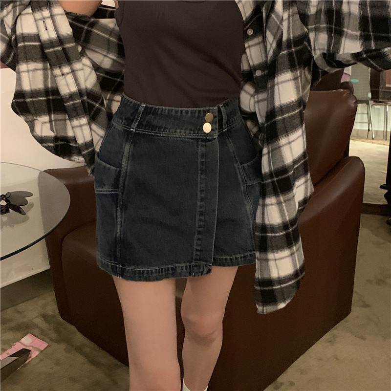Chân váy jean Mỏng Lưng Cao Thời Trang Quyến Rũ Cho Nữ