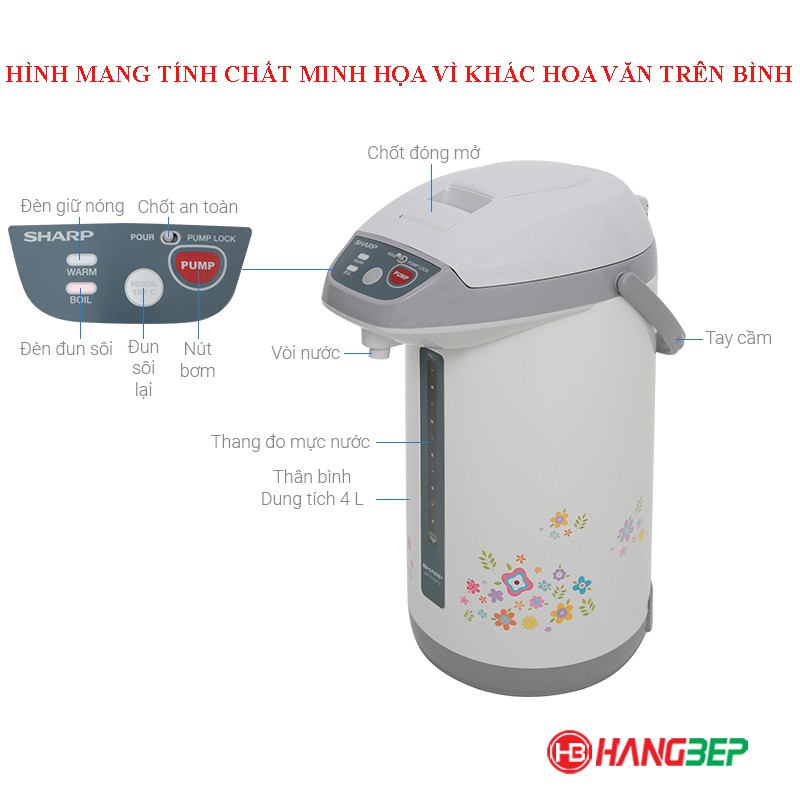 Bình thủy điện Sharp KP-Y40PV 4 lít/3 lít [CHÍNH HÃNG PHÂN PHỐI]