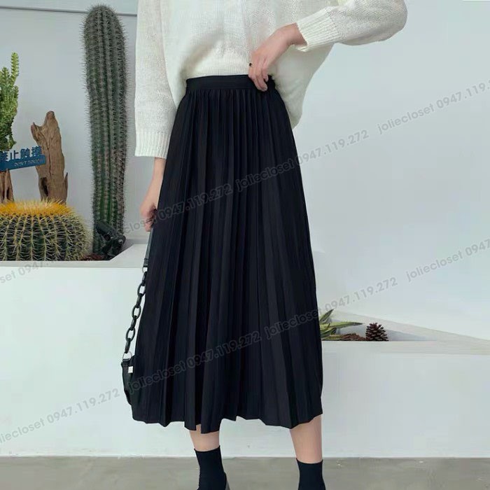 Chân Váy Midi Dập Ly Dáng Dài Qua Gối Hot Trend Nhiều Màu