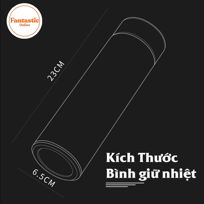 Bình Giữ Nhiệt Inox FANTASTIC - Bình Giữ Nhiệt Thông Minh Có Báo Nhiệt Độ - Dung Tích 500ml