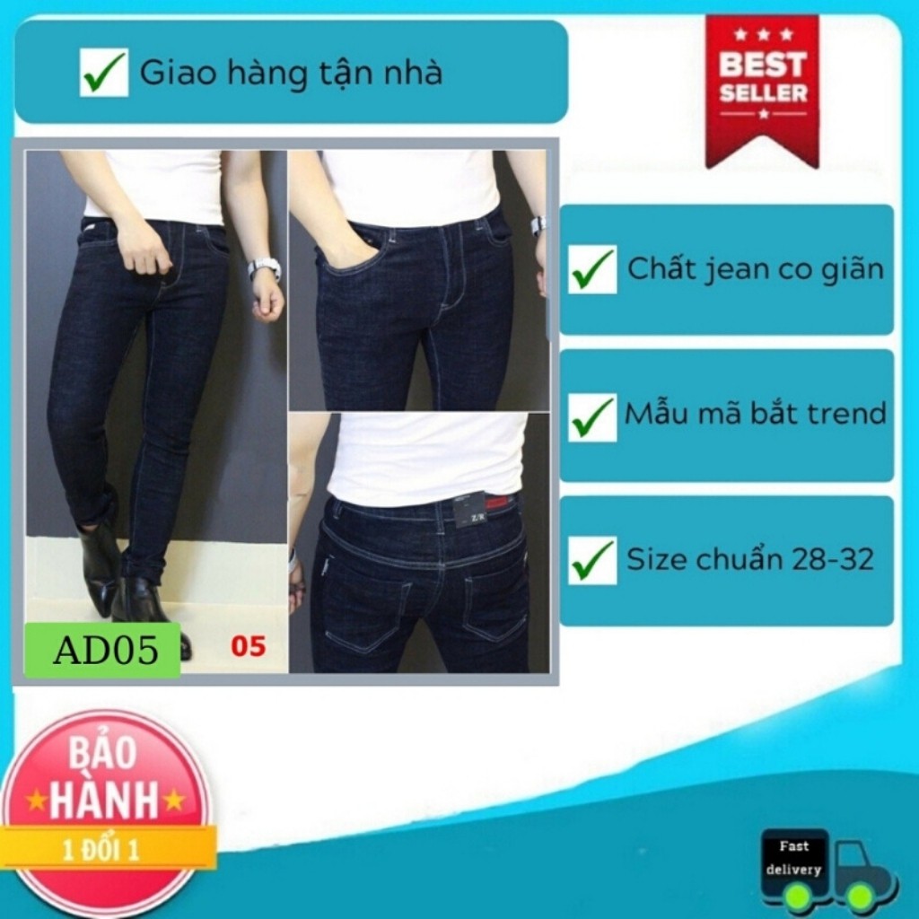 Quần jean nam tenji màu xanh không rách chất bò cao cấp co dãn 4 chiều cực đẹp, quần rin nam QDJ05 Nhiều mẫu mới