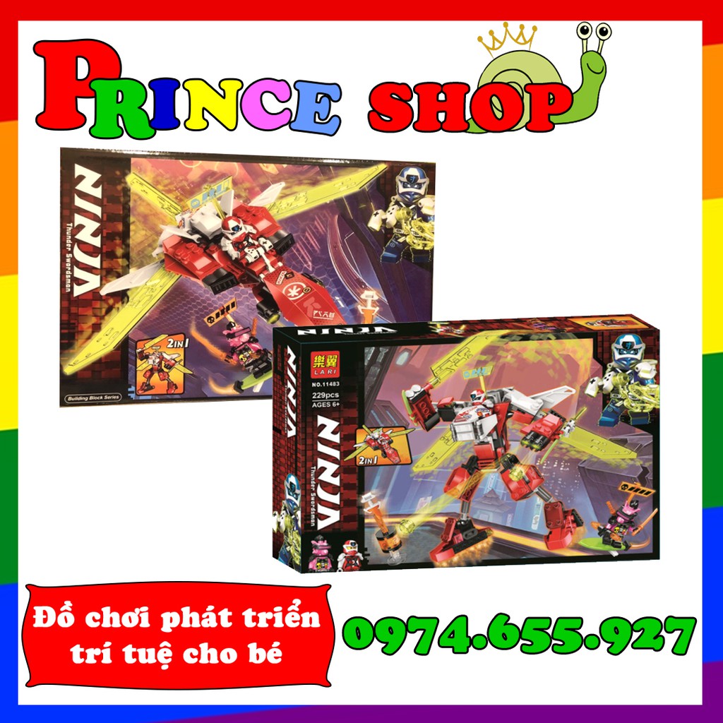 Bộ xếp hình ninjago ss12 phi cơ biến hình của Kai 2 in 1 Lari 11483