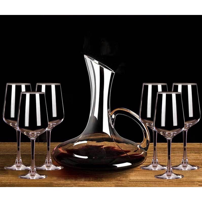 Bình Rót Rượu Vang, Bình Thở Đựng Rượu Vang, Decanter Thủy Tinh GDS Có Tay Cầm 1500ml Quà Tặng Cao Cấp
