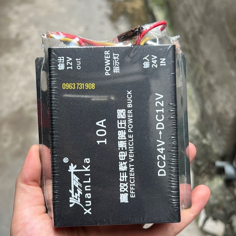 BỘ CHUYỂN ĐỔI NGUỒN TỪ 24V SANG 12V 10A CHO OTO