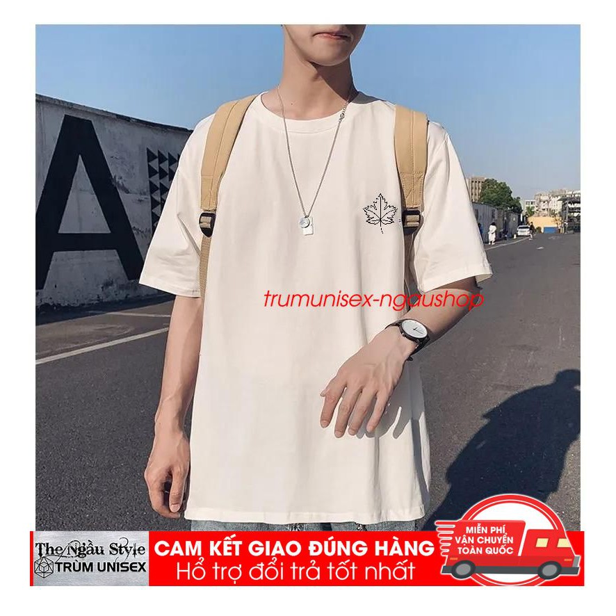 Áo thun Stee nam tay lỡ unisex form rộng overtee Lá Phong Hàn Quốc màu trắng và đen chất vải cotton xịn Trumunisex | BigBuy360 - bigbuy360.vn