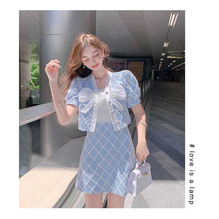 Bộ áo và đầm thời trang mùa hè phong cách Pháp cho