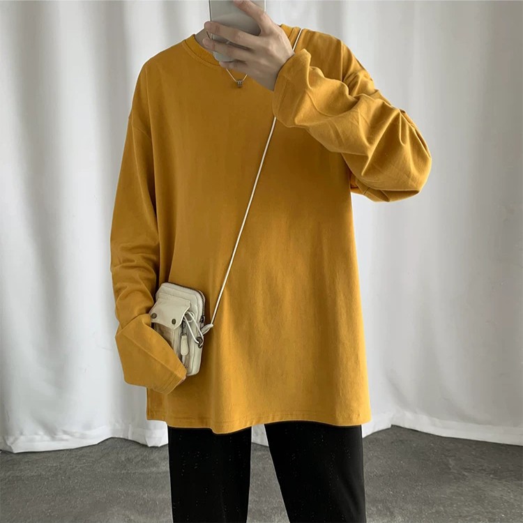 Áo thun trơn nam tay dài longtee, có xẻ tà | BigBuy360 - bigbuy360.vn