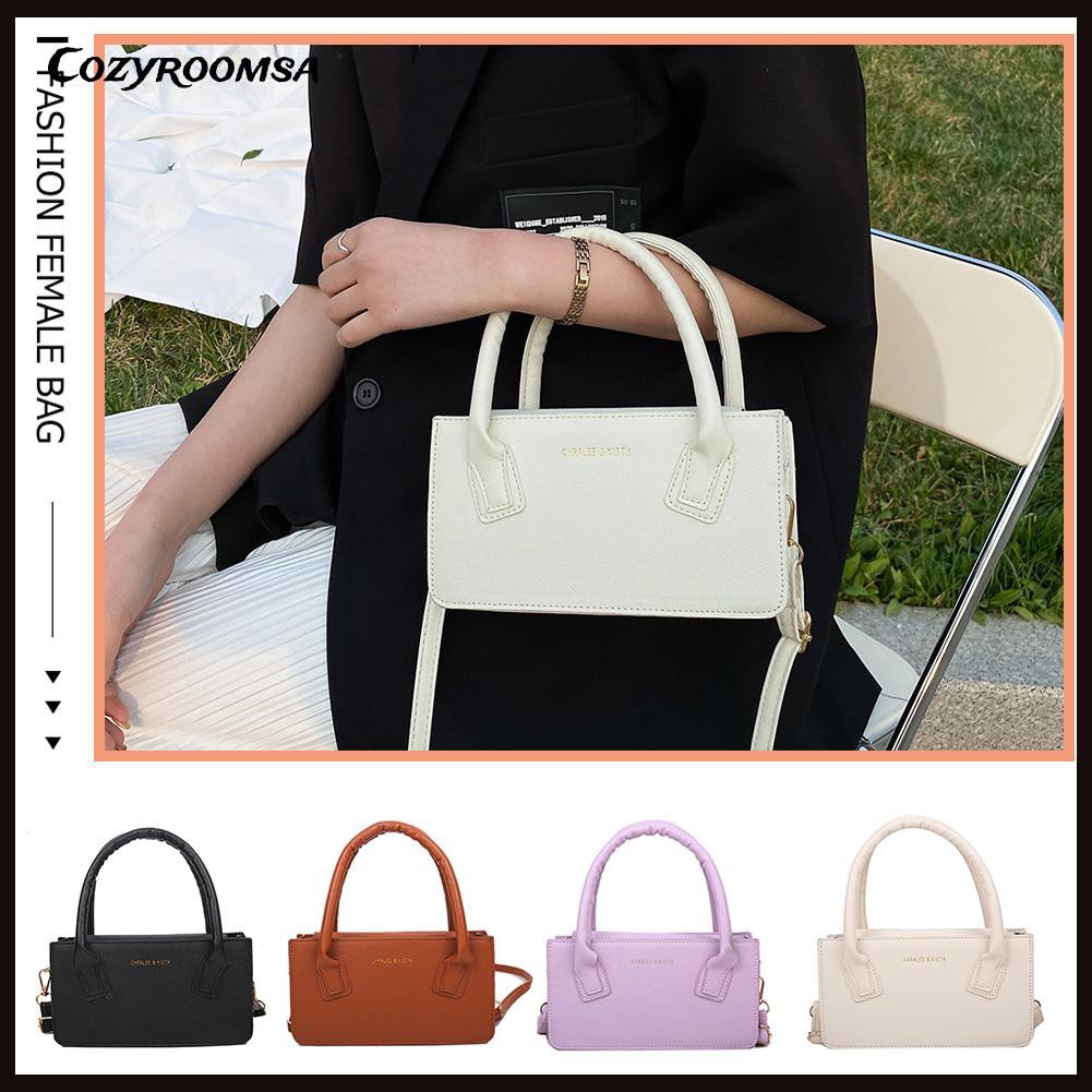 Fashion Women PU Leather Solid Color Shoulder Bag Casual Top-handle Handbag