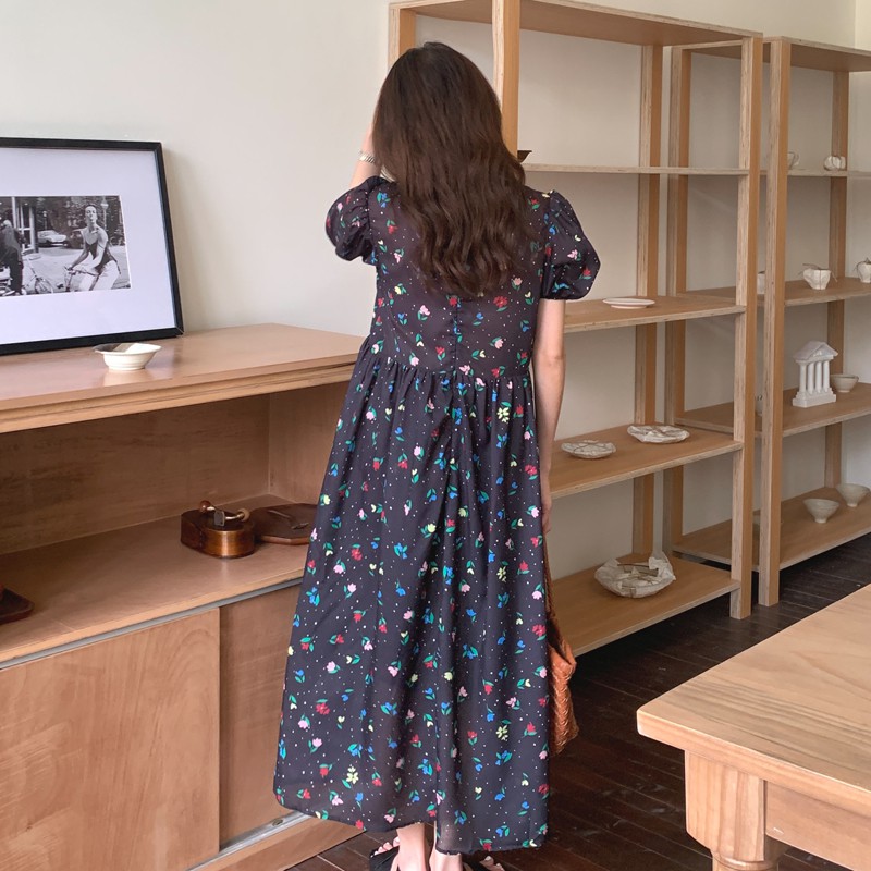 Đầm  hoa maxi xòe Korea