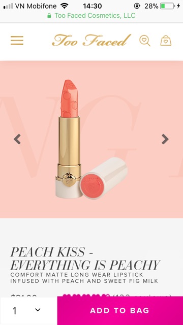 Son Too Faced dòng Peach Kiss (order)