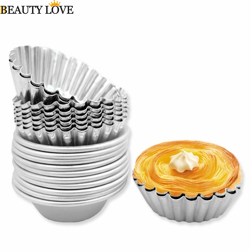 [Mới] Set 10 Khuôn Nhôm Bạc Làm Bánh Trứng / Bánh Quy / Khuôn Thiếc