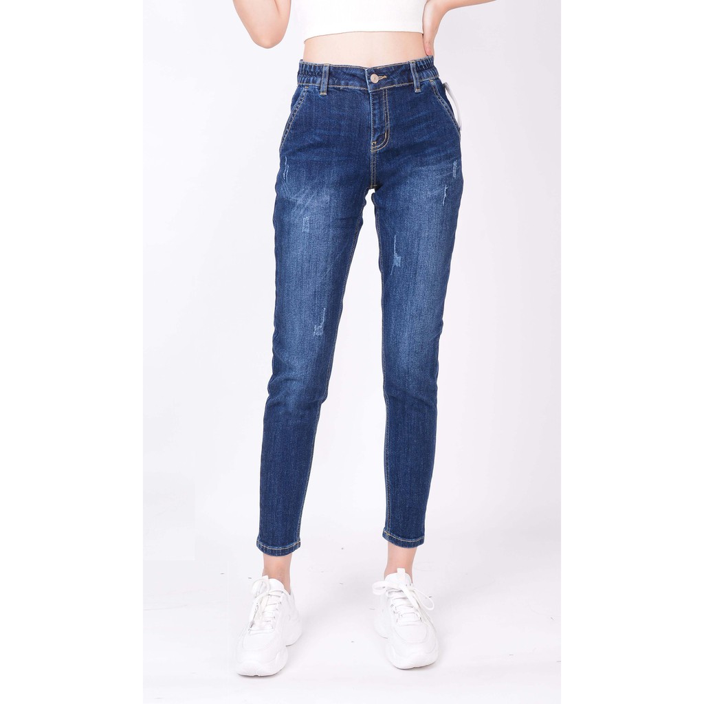 Quần jean nữ ống rộng baggy đẹp lưng cao cạp bán chun xước hàng hiệu cao cấp mã 421 VANIZEN | BigBuy360 - bigbuy360.vn