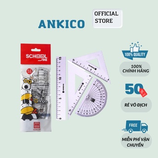 Bộ eke nhựa 4 sản phẩm bộ eke dành cho học sinh Hồng Hà (3476) ANKICO