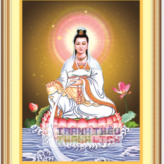 TRANH ĐÍNH ĐÁ - Tranh thêu chữ thập Phật Bà Quan Thế Âm Bồ Tát 88729 53616- tự đính thêu
