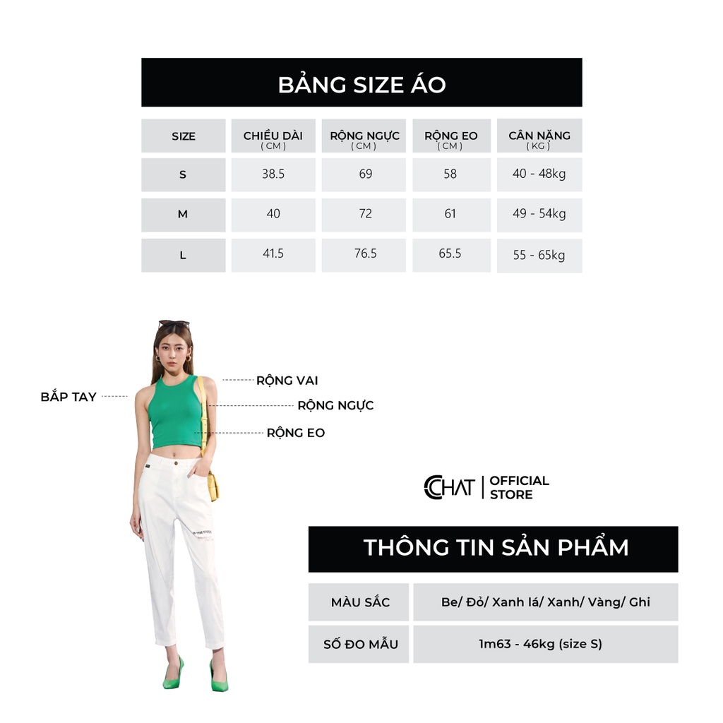 Áo Thun 𝐂𝐂𝐇𝐀𝐓 3 Lỗ Croptop Phong Cách Trẻ Trung Năng Động 21TSC2001OT