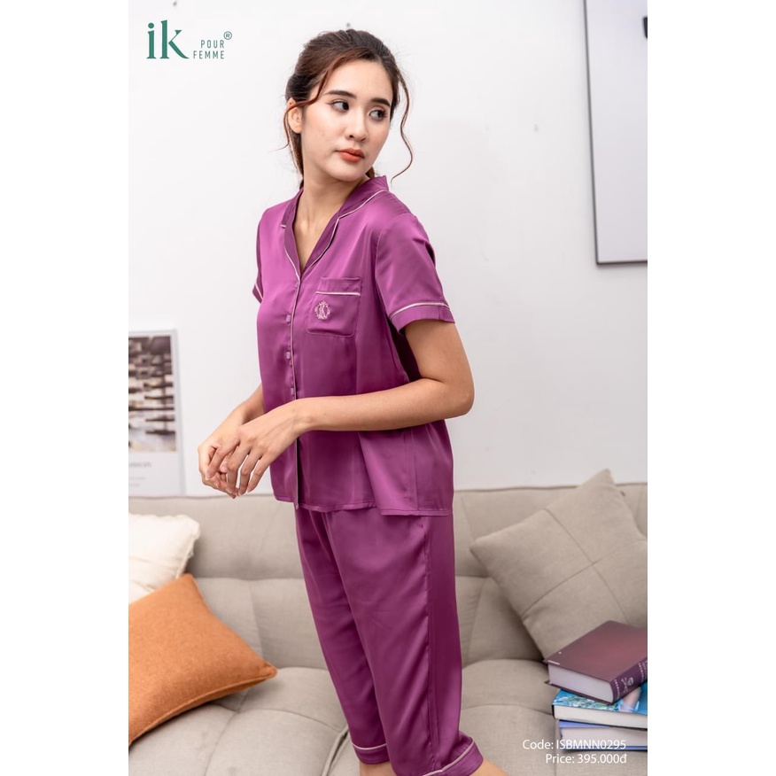 Bộ đồ mặc nhà hãng IK. Set Pijama lụa cao cấp mềm mịn, thiết kế trơn không hề đơn điệu mà siêu sang chảnh