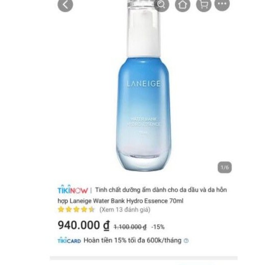 Tinh chất dưỡng ẩm dành cho da dầu và da hỗn hộp LANEIGE WATER BANK HYDRO ESSENCE