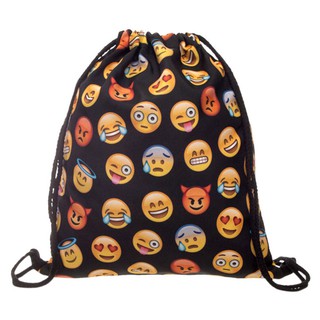 Balo đeo vai dạng dây rút in hình Emoji