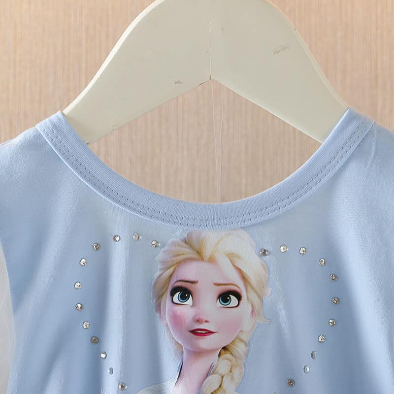 VÁY IN HÌNH ELSA ĐÍNH CƯỜM 100% COTTON CỰC XINH