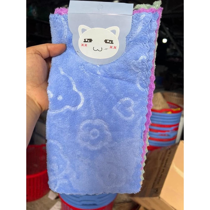 SET 5 KHĂN LAU ĐA NĂNG 2 MẶT VIỀN SÓNG SIÊU THẤM TIỆN DỤNG