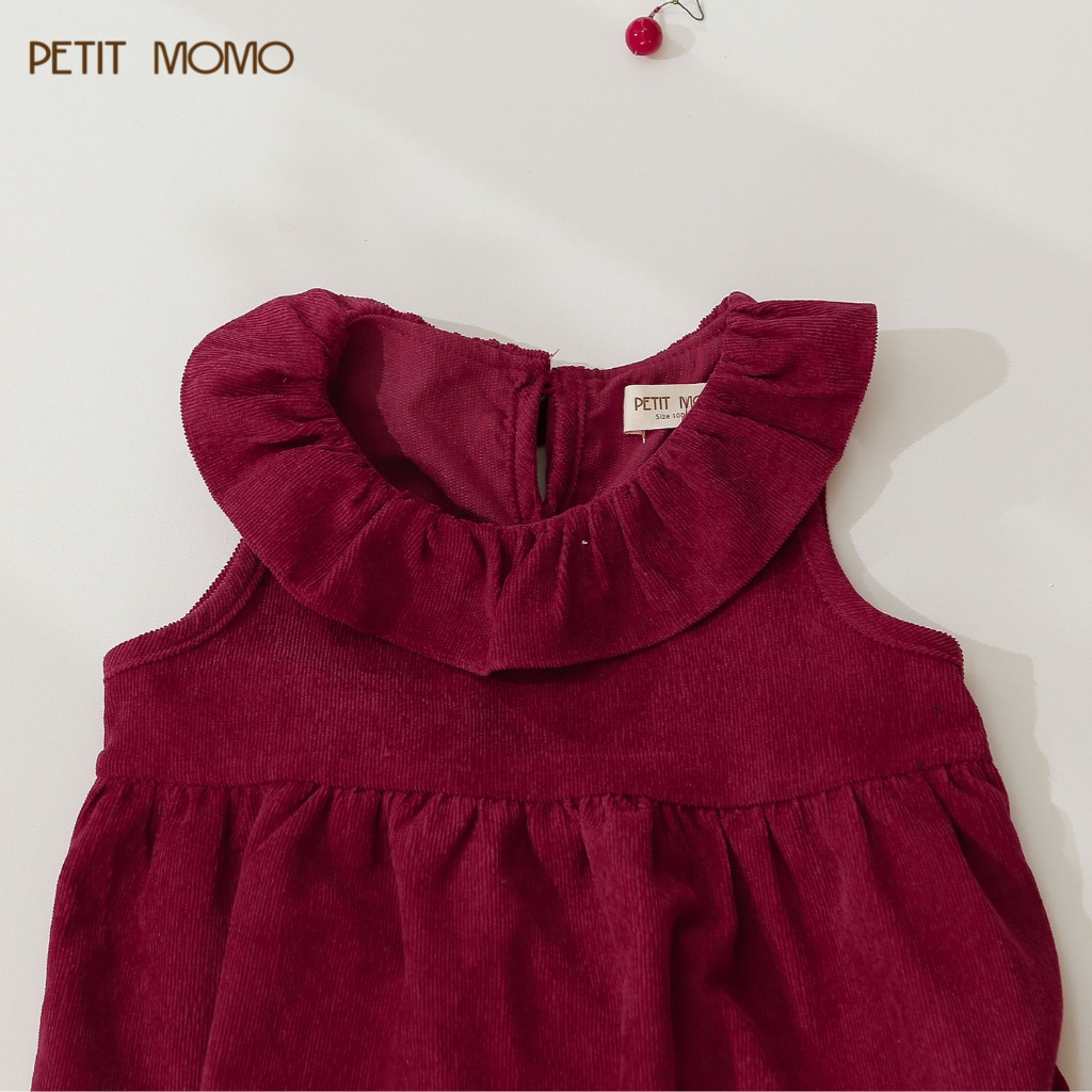 Váy Gile Cổ Bèo Cho Bé Gái PETIT MOMO Chất Vải Nhung Tăm Mềm Mại H179