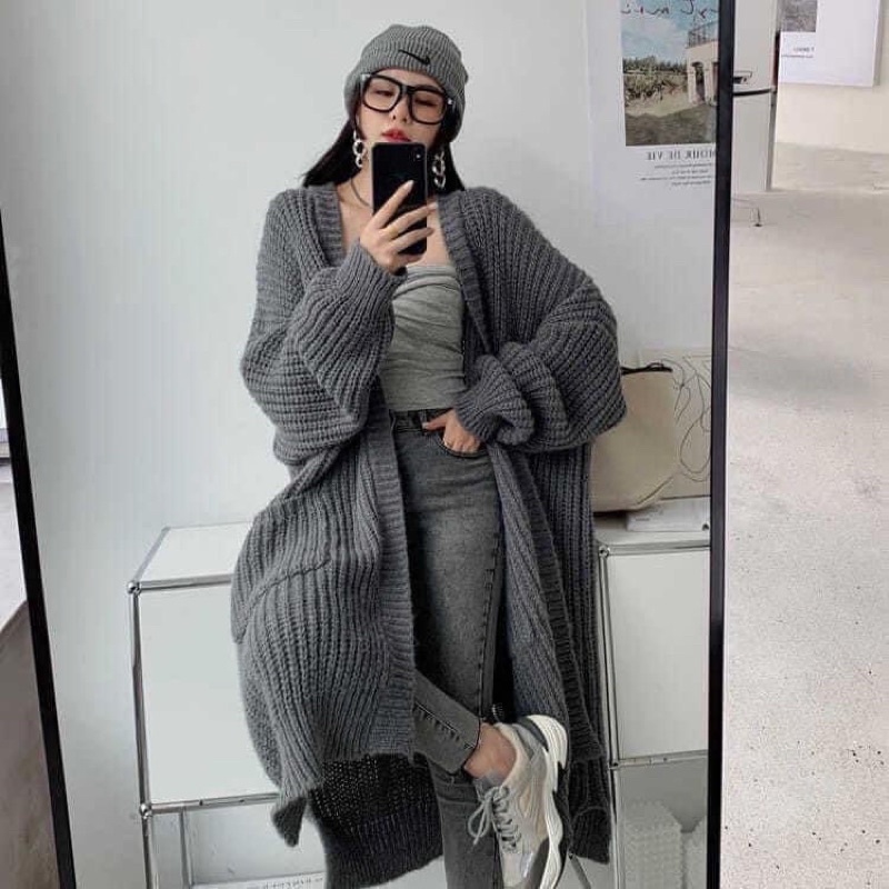 Áo khoác len Cardigan dáng dài ulzzang QCCC