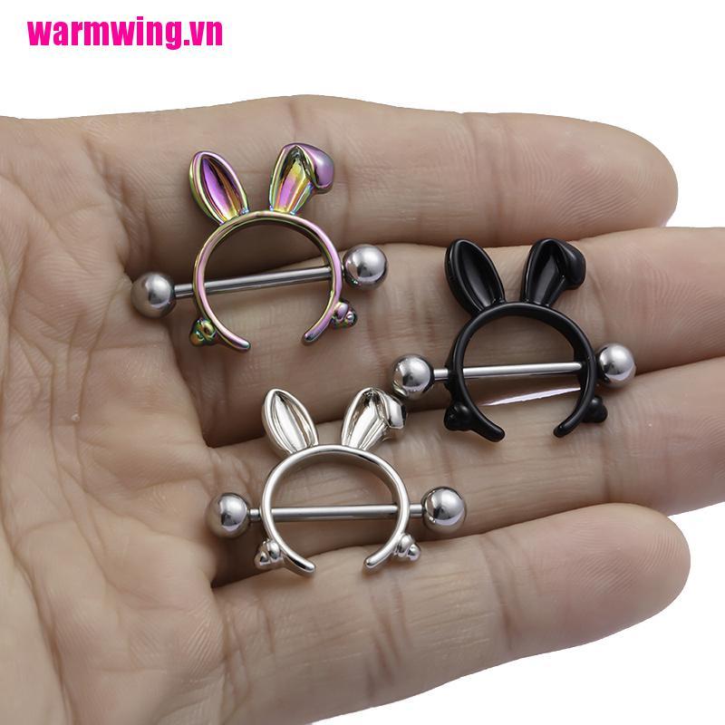 Khuyên Xỏ Nhũ Hoa Hình Thỏ Bằng Thép Phẫu Thuật