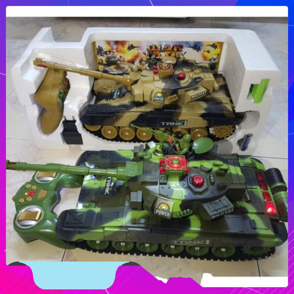 Trò chơi xe tăng điều khiển chạy bằng xích dùng pin sạc phát nhạc có đèn