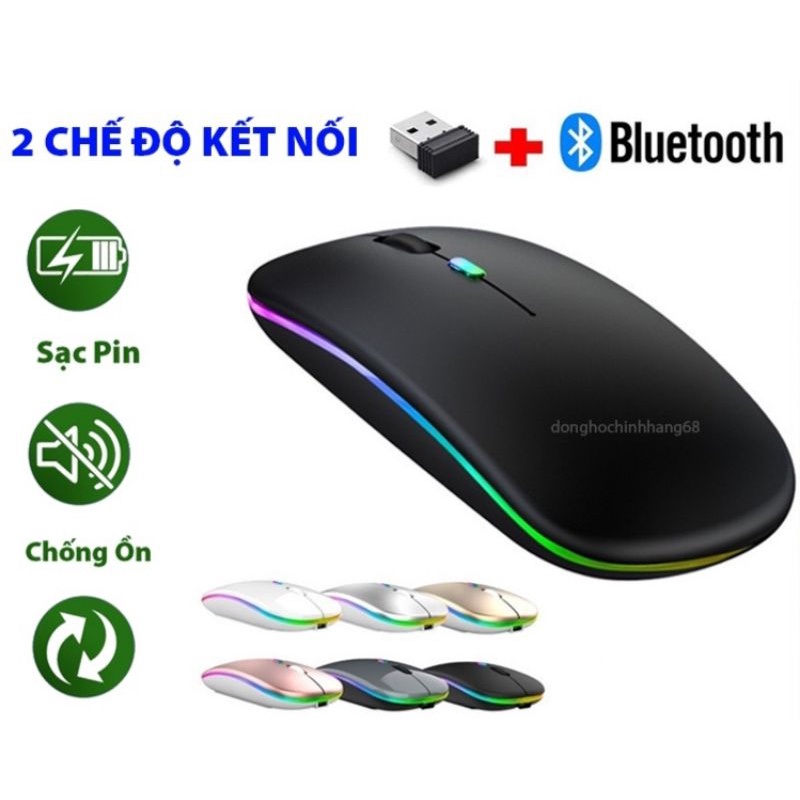 Chuột bluetooth 5.1 2 chế độ dùng cho máy tính bảng - điện thoại - máy tính