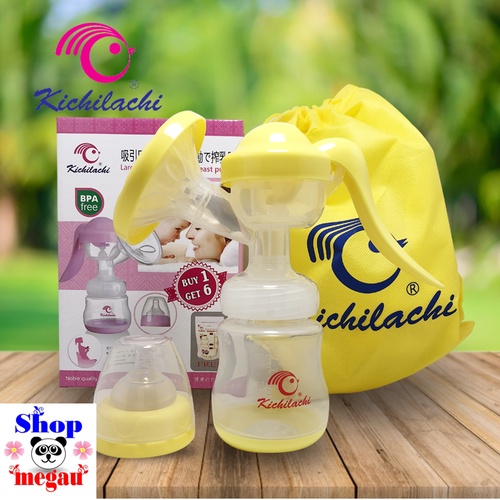 Máy hút sữa bằng tay Kichi - tặng kèm 6 túi trữ sữa 100ml ( chính hãng )
