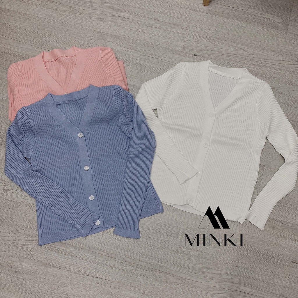 ÁO CARDIGAN LEN CÚC TRẮNG - LEN CAO CẤP CO GIÃN SIÊU TỐT - MÀU XANH/ HỒNG/ TRẮNG | BigBuy360 - bigbuy360.vn