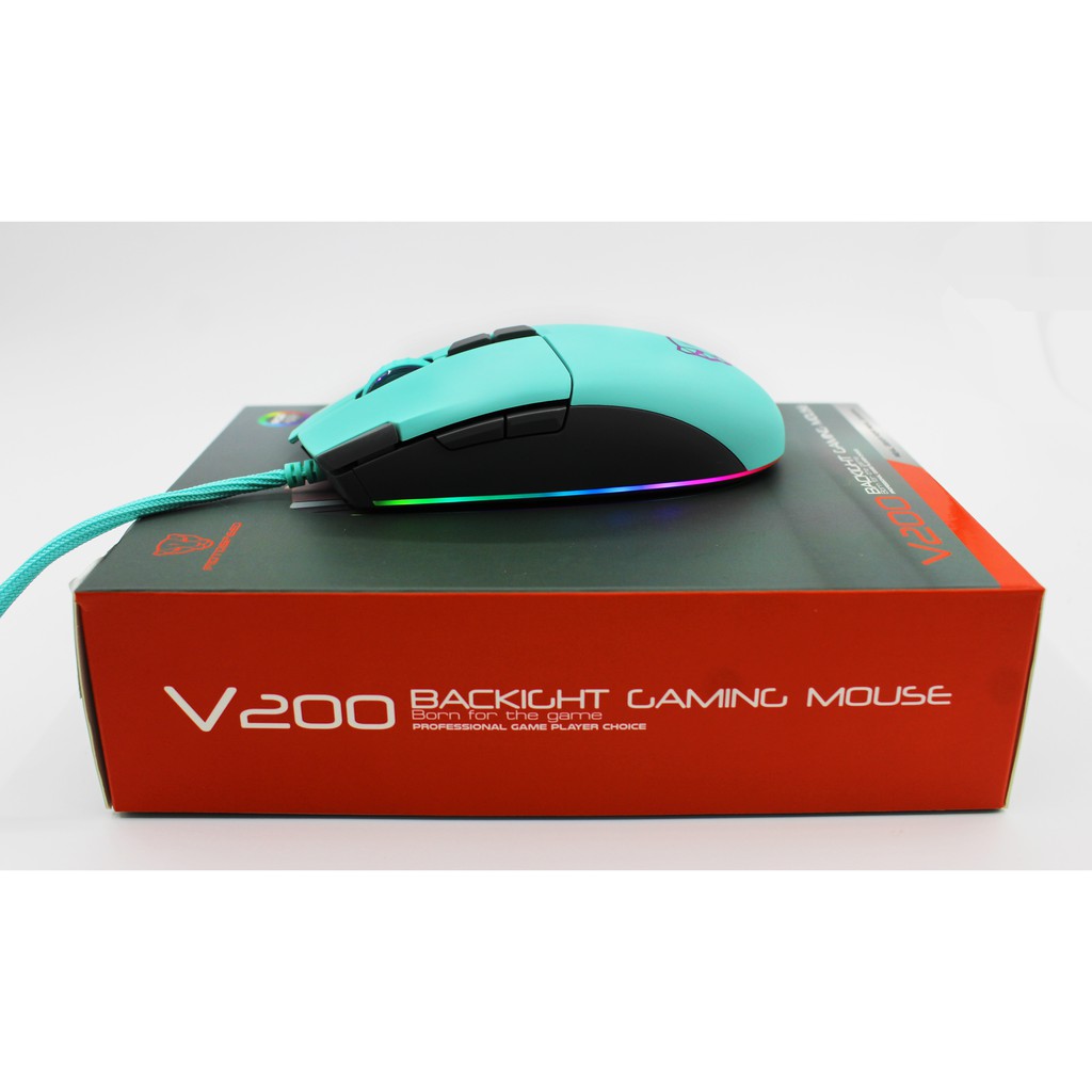 CHUỘT MOTOSPEED V200 (XANH) Gaming mouse có LED RGB thay đổi theo DPI - NWH Phân Phối