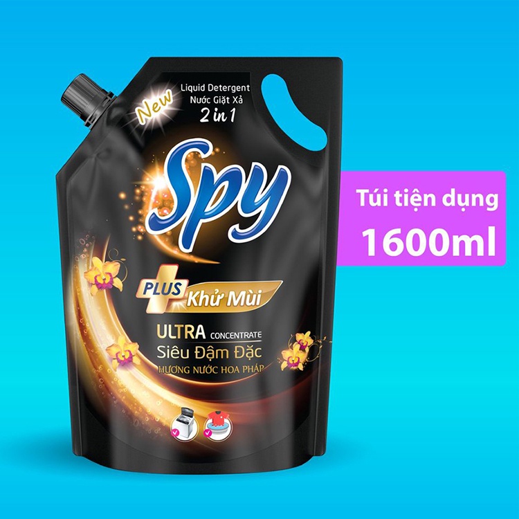 Nước giặt, Nước giặt xả SPY vàng 1450ml, lưu giữ hương thơm trong 5 ngày, diệt 99% vi khuẩn SP000075