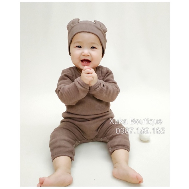 Bodysuit Dài Tay Kèm Tuban Cao Cấp Cho Bé 0-2 Tuổi Style Hàn Quốc Cotton Dài Tay Thu Đông Cực Đẹp